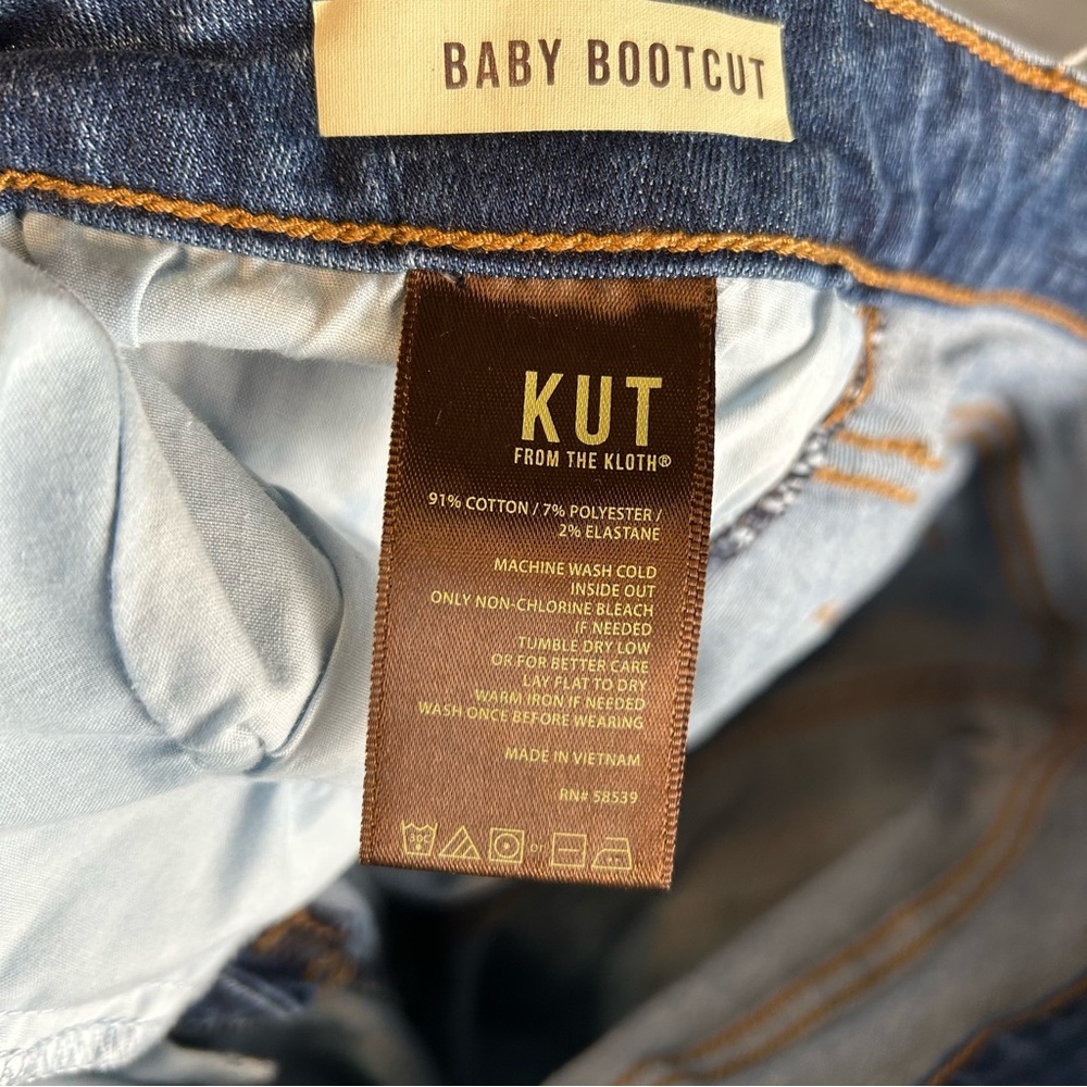 Kut From the Kloth Baby Boot Cut Jeans Medium Wash S Size 8 Short Stretch - Picture 9 of 12